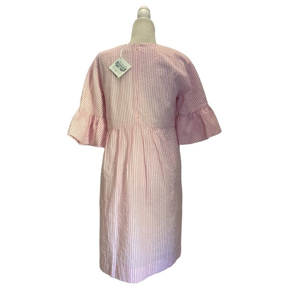 Duffield Lane Richland Ruffle SLV Dress in Pink NWT Cotton Seersucker Striped - Picture 6 of 9